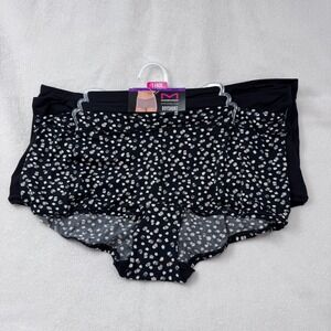 Maidenform Everyday Luxe Boyshort Panties 3 Pk Black Dotted Mid Rise DM3TBS 2XL